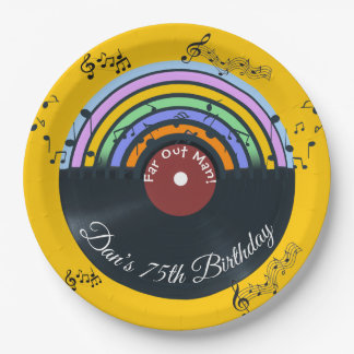 Vinyl-Schallplatten-Album Musiknoten Regenbogen Pappteller
