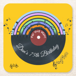 Vinyl-Schallplatten-Album Musiknoten Regenbogen Rechteckiger Pappuntersetzer