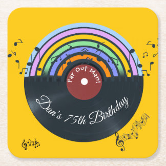Vinyl-Schallplatten-Album Musiknoten Regenbogen Rechteckiger Pappuntersetzer
