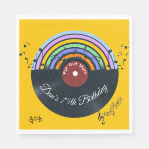 Vinyl-Schallplatten-Album Musiknoten Regenbogen Serviette