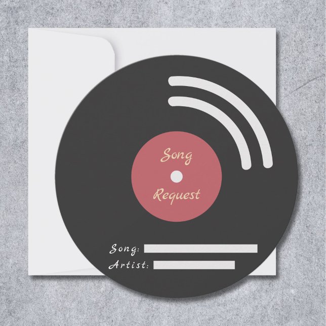 Vinyl-Schallplatten-Hochzeitslied-Anfrage-Einlegek Einladung (Vinyl Record Wedding Song Request Insert Card )