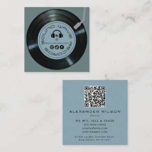 Vinyl-Schallplattenladen-Player Schieferblau Quadratische Visitenkarte