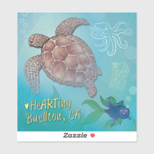 Vinyl Sticker - Schildkröte Swim - Buellton.Art