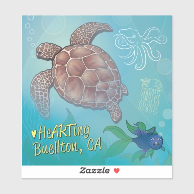 Vinyl Sticker - Schildkröte Swim - Buellton.Art (Blatt)