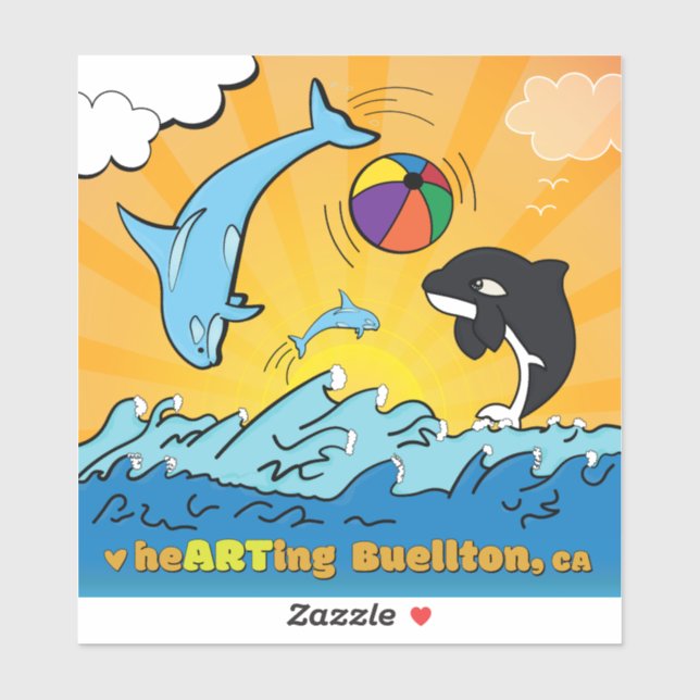 Vinyl Sticker - Wale spielen - Buellton.Art (Blatt)