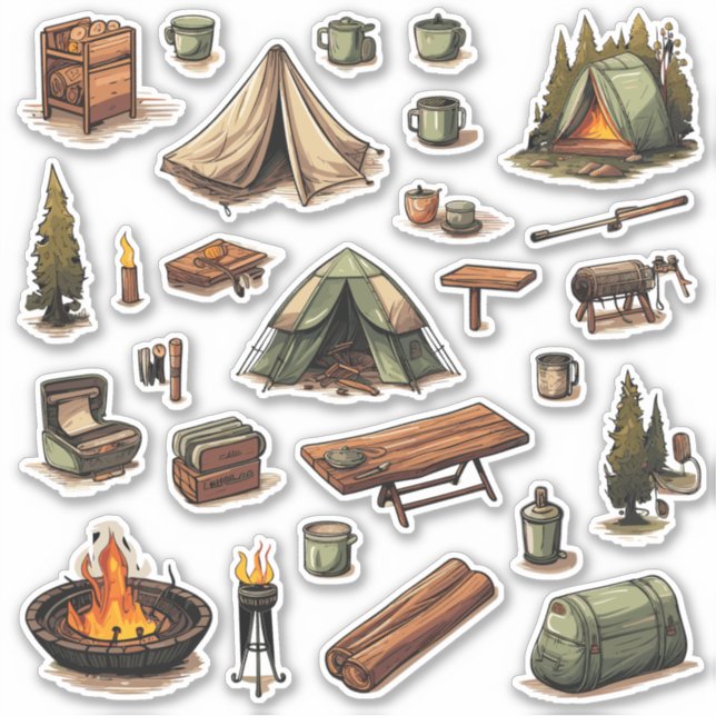 Vinyl Stickers aus Camping nach Maß geschnitten Aufkleber (Vorderseite)
