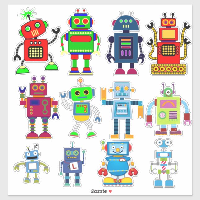Vinyl Stickers ausschneiden - Roboter Aufkleber (Blatt)