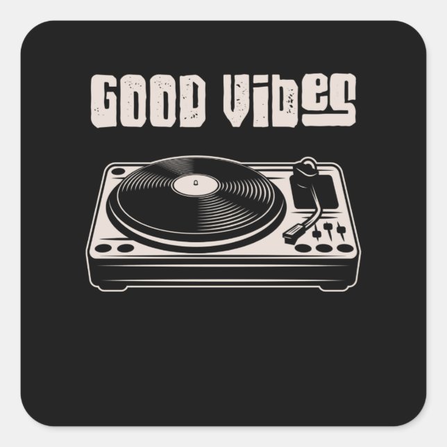 Vinyl Turntable Music DJ Record Quadratischer Aufkleber (Vorderseite)