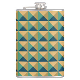 Vinyl-ummantelte Flasche - Blaue Dreiecke Flachmann