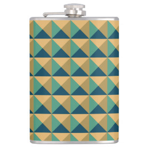 Vinyl-ummantelte Flasche - Blaue Dreiecke Flachmann