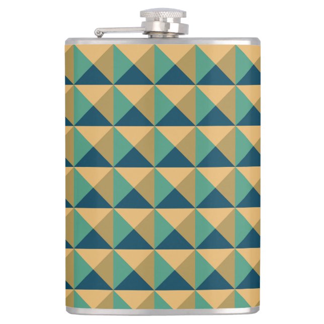 Vinyl-ummantelte Flasche - Blaue Dreiecke Flachmann (Vorderseite)