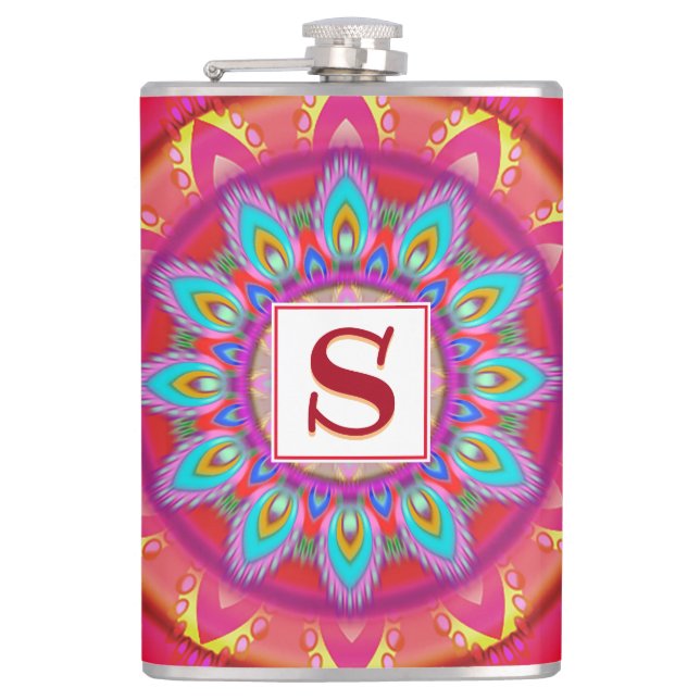 Vinyl verpackt Custom angesagt Flask Psychedelia Flachmann (Vorderseite)