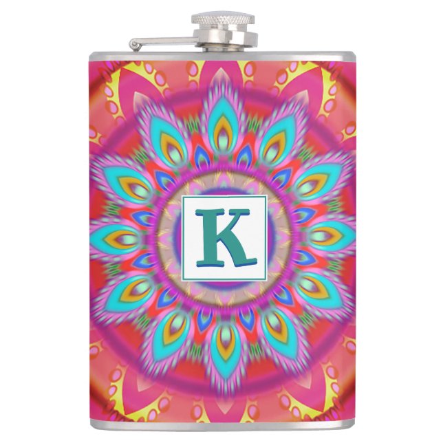 Vinyl verpackt Custom angesagt Flask Psychedelic Flachmann (Vorderseite)
