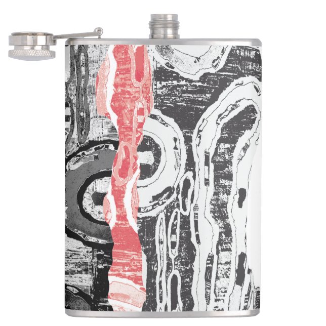 Vinyl Wrapped Flask – Abstract Land Flachmann (Geöffnet)