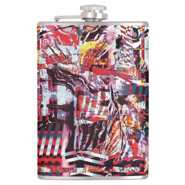 Vinyl Wrapped Flask – Fragmented Pulse Flachmann (Vorderseite)