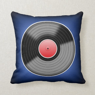 Vinyljunkie-Blau verblaßt quadratisches Kissen