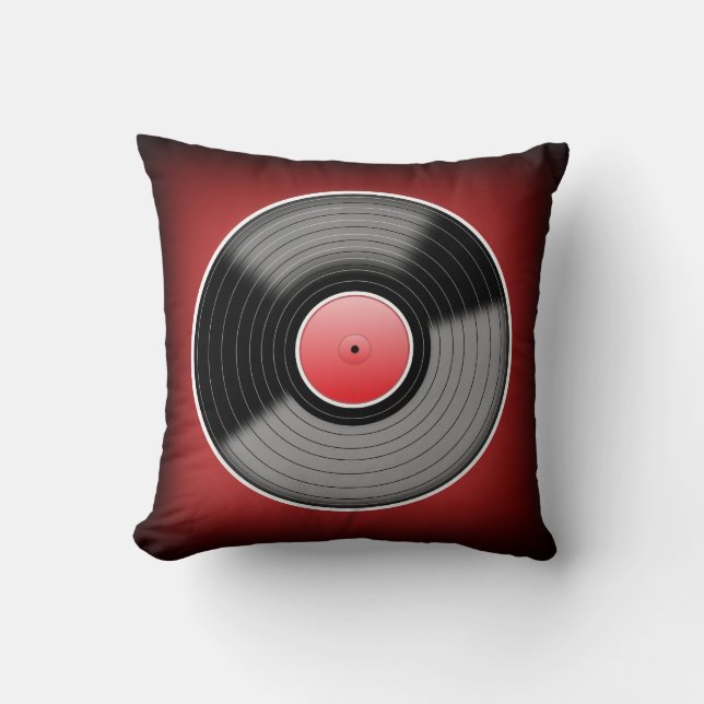Vinyljunkie-Rot verblassen quadratisches Kissen (Vorderseite)