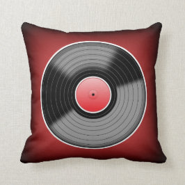 Vinyljunkie-Rot verblassen quadratisches Kissen