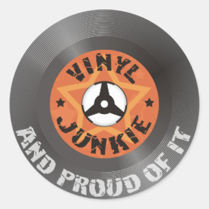 Vinyljunkie - und stolz auf es runder aufkleber