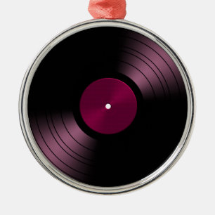VinylRekordalbum im Rosa Silbernes Ornament