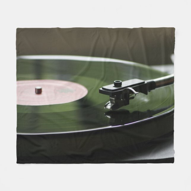 Vinylrekordspieler-Fleece-Decke Fleecedecke (Vorderseite (Horizontal))