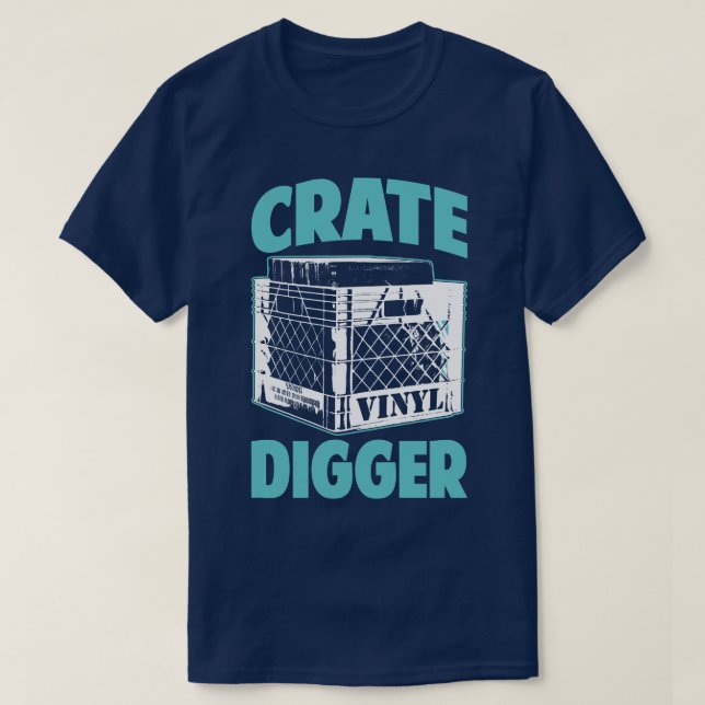 Vinylsüchtig-Junkie-Kiste Bagger-DJ-Spaß-T - Shirt (Design vorne)
