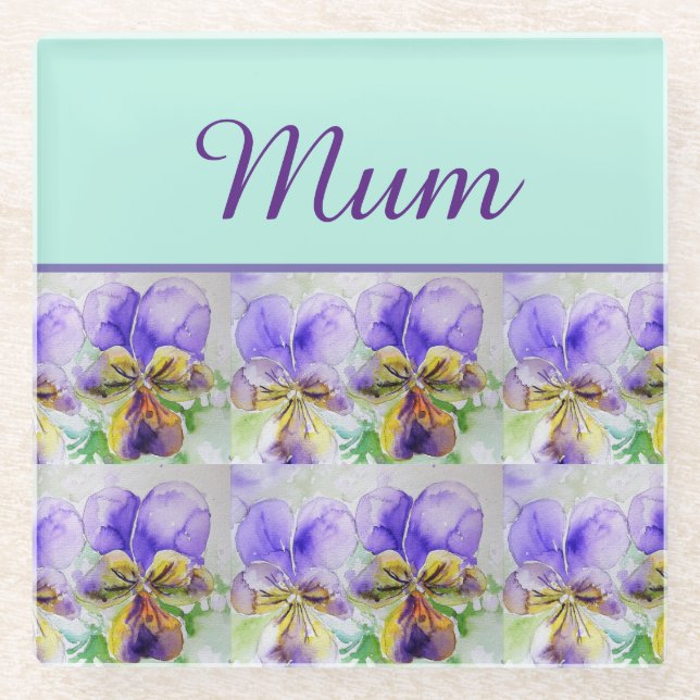 Viola Blume Aqua Strip Glasuntersetzer (Vorderseite)