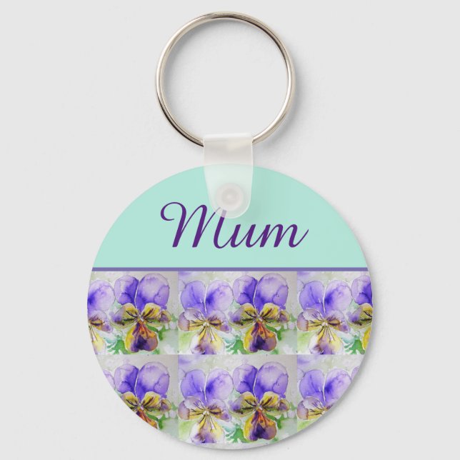 Viola Blume Aqua Strip Schlüsselanhänger (Vorderseite)