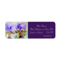 Viola Blume Wasserfarbene Rücksendeadressen-Aufkle