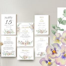 Viola & Eucalyptus Floral Wedding Invitation Einladung