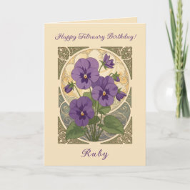Viola February Birthday Flowers Art Nouveau Style Karte
