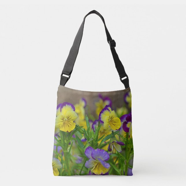Viola Floral Tragetaschen Mit Langen Trägern (Vorderseite)