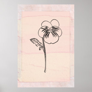 Viola Pansy Blume Zeichnend Poster