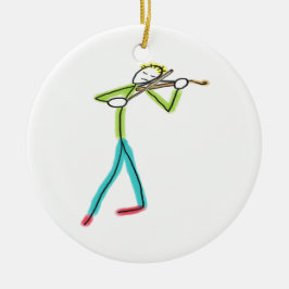 Viola Playing Stickman Keramik Ornament