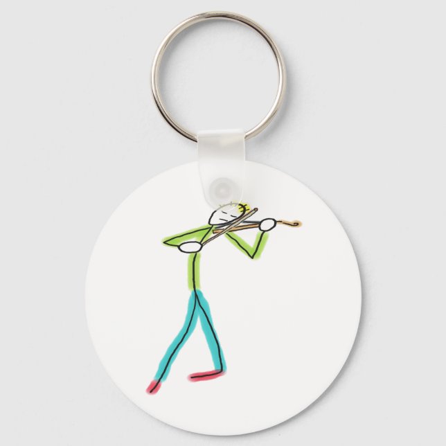 Viola Playing Stickman Schlüsselanhänger (Vorderseite)