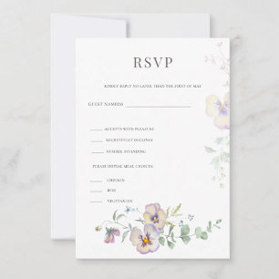 Viola- und Eukalyptus-Blumen-Hochzeits-RSVP-Karte RSVP Karte
