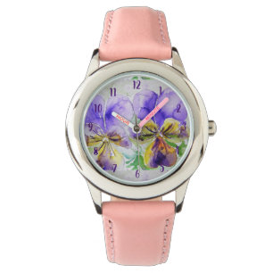 Viola Watercolor Malerei Lila Kunst Blume Florenz Armbanduhr