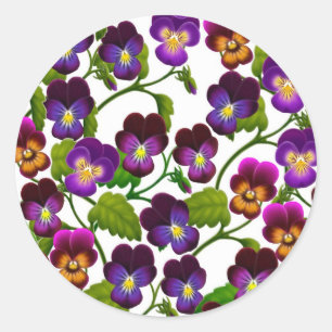 Violas und Stiefmütterchens Floral Runder Aufkleber