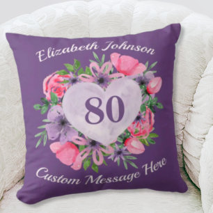 Violet 80e anniversaire Coussin pour femmes