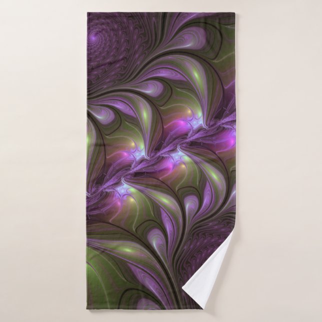 Violet Abstrait violet violet kaki fractal (Serviette de bain)