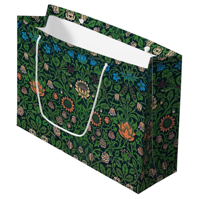Violet and Columbine, William Morris Große Geschenktüte (Vorderseite Schrägansicht)