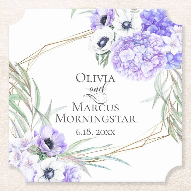 Violet Anemone Floral Bouquet Luncheon Untersetzer (Vorderseite)