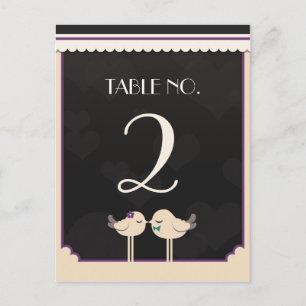 Violet Aquamarin Love Birds Tischnummer Card