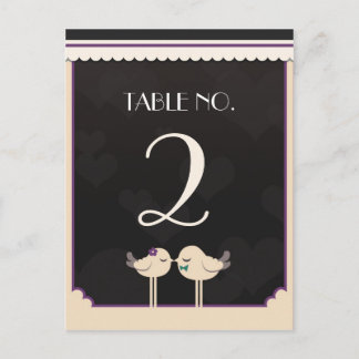 Violet Aquamarin Love Birds Tischnummer Card