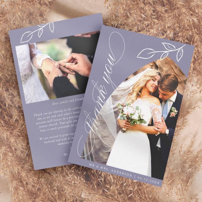 Violet Arch Botanische Leaf Hochzeit Danke Karte (Von Creator hochgeladen)