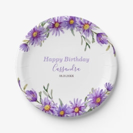 Violet Aster Floral Botanischer Geburtstag Pappteller