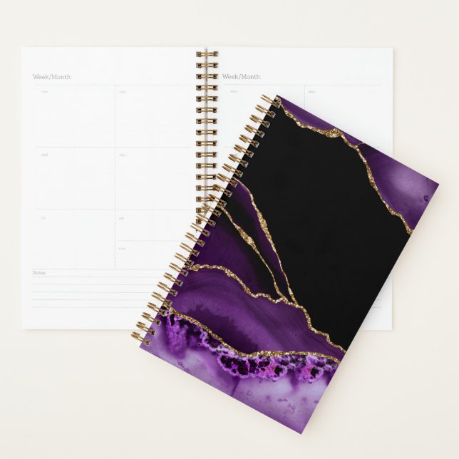 Violet Black Marble Agate Dark Glamour Golden Planer (Anzeige)