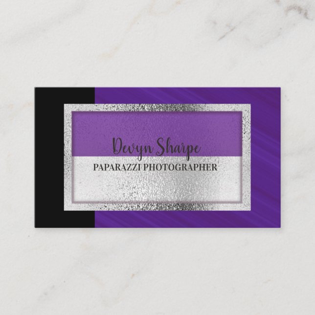 Violet Black und Silver Paparazzi Fotografie Visitenkarte (Vorderseite)