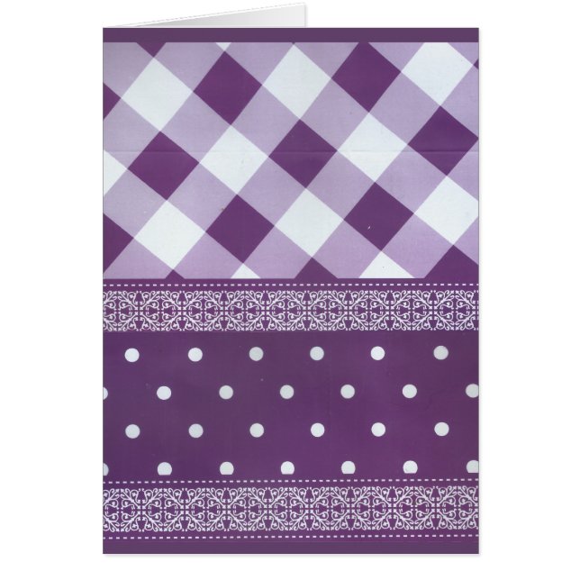 Violet blanc À damiers Polka Dot Floral Damask Art (Devant)