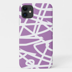 Violet blanc Abstrait Art iPhone 11 Coque